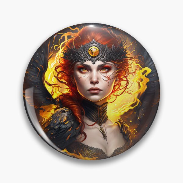 Item preview, Ilustración de fantasía de mujer fénix caída gótica oscura con alas y fuego designed and sold by coreexpressions.