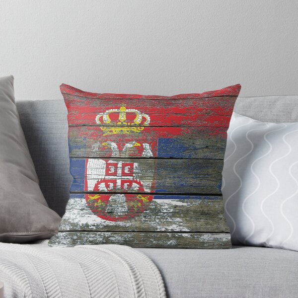 Item preview, Flag of Serbia on Rough Wood Boards Effect designed and sold by JeffBartels.