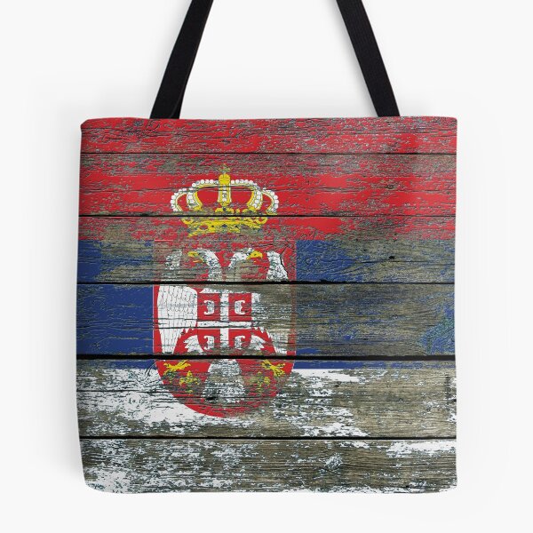 Item preview, Flag of Serbia on Rough Wood Boards Effect designed and sold by JeffBartels.