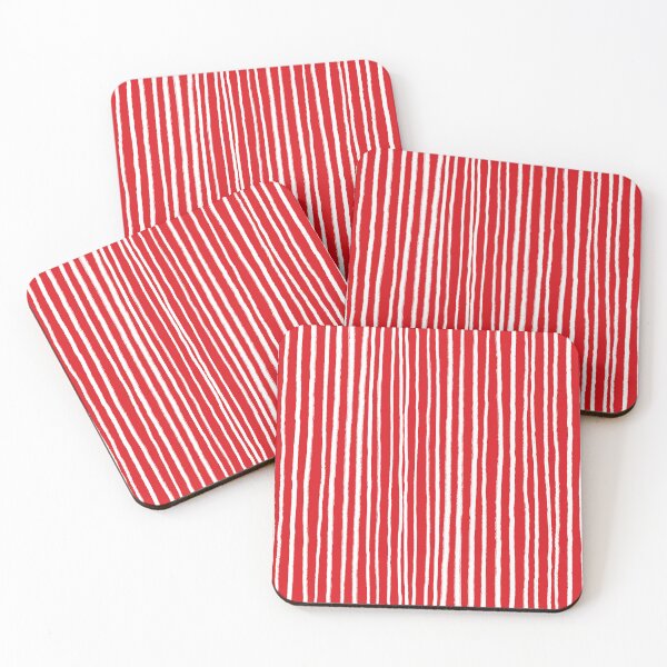 Item preview, Red and White, Vertical, Free Hand Stripes  designed and sold by OneThreeSix.