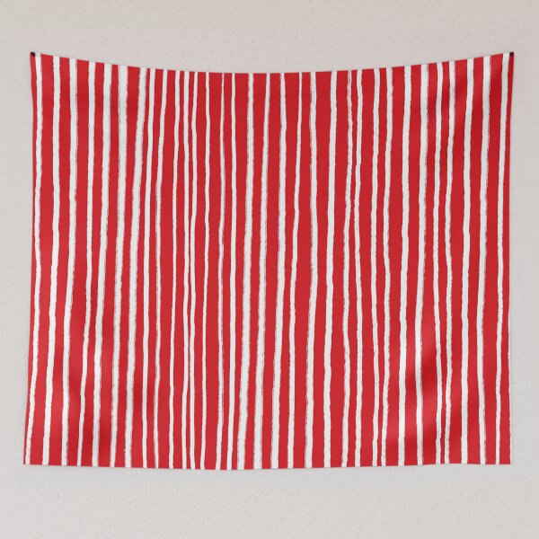 Item preview, Red and White, Vertical, Free Hand Stripes  designed and sold by OneThreeSix.