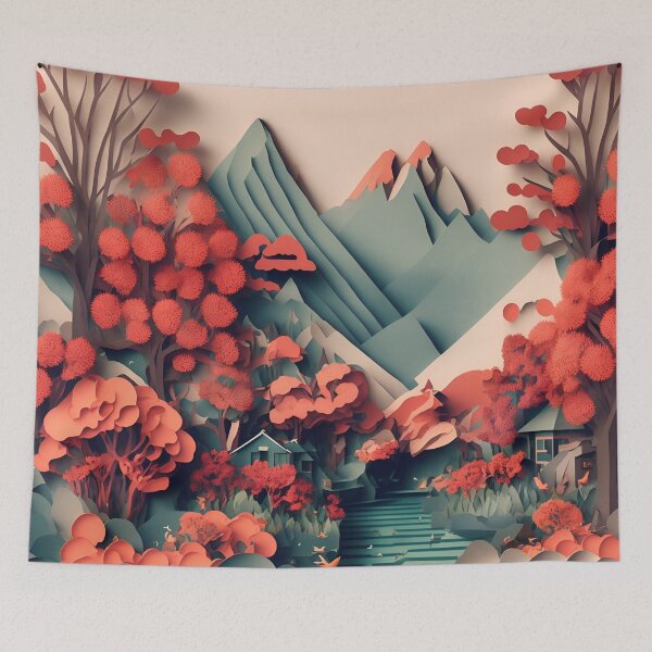 Item preview, Mountain Village Secret in Paper art style designed and sold by FormFinder.