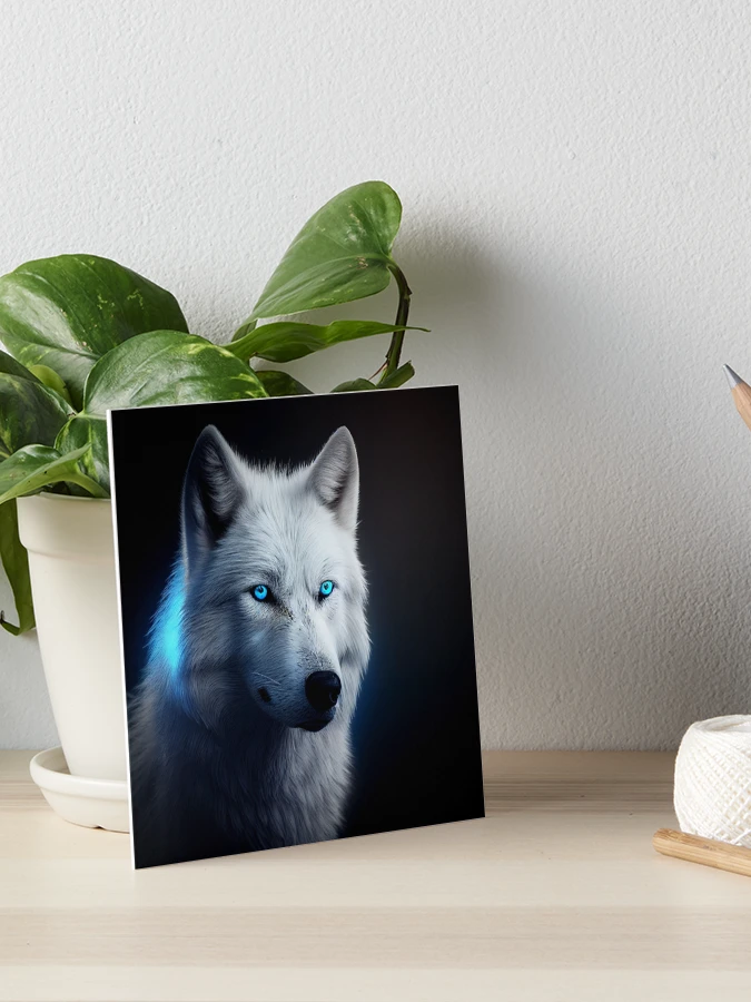 White Snow Wolf with Beautiful Blue Eyes