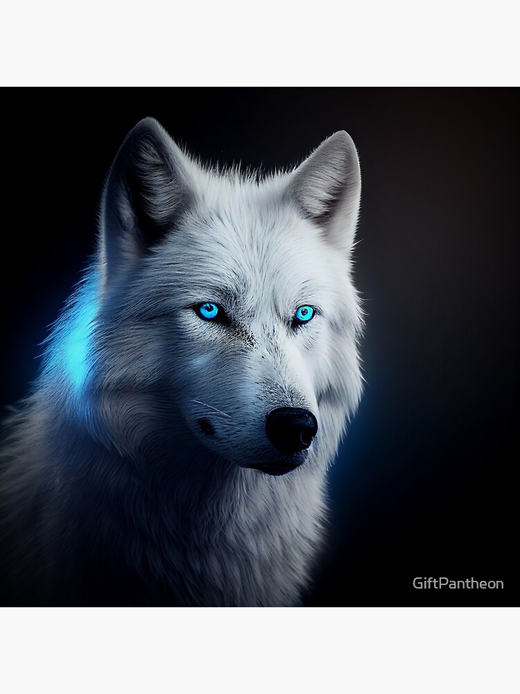 silver wolf with blue eyes howling