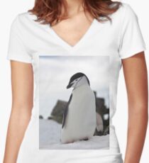 Cute Penguin Women's Fitted V-Neck T-Shirt