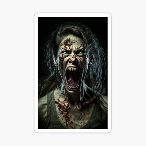 Zombie Female Screaming 2 Sticker