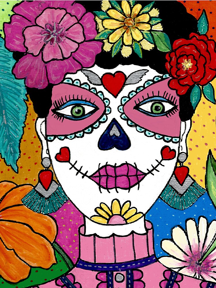 Thumbnail 3 of 3, Drawstring Bag, Sugar Skull Pink designed and sold by FunkyAdicom.