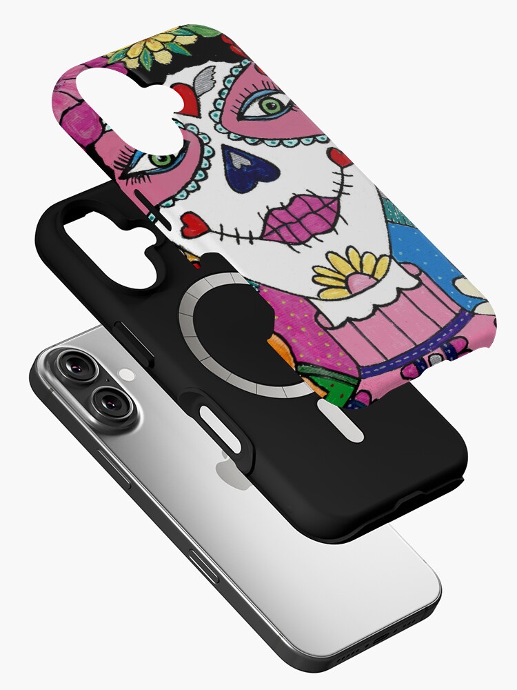 Thumbnail 2 of 4, iPhone Case, Sugar Skull Pink designed and sold by FunkyAdicom.