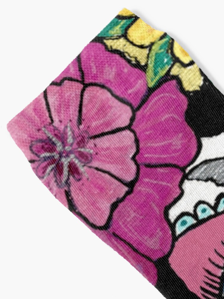 Thumbnail 2 of 5, Socks, Sugar Skull Pink designed and sold by FunkyAdicom.