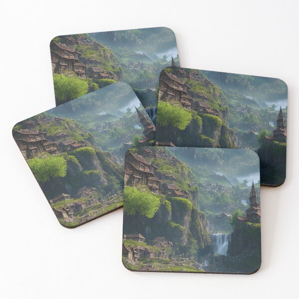 Item preview, RPG Fantasy dwarven mountain village with waterfalls designed and sold by RK - Shop.