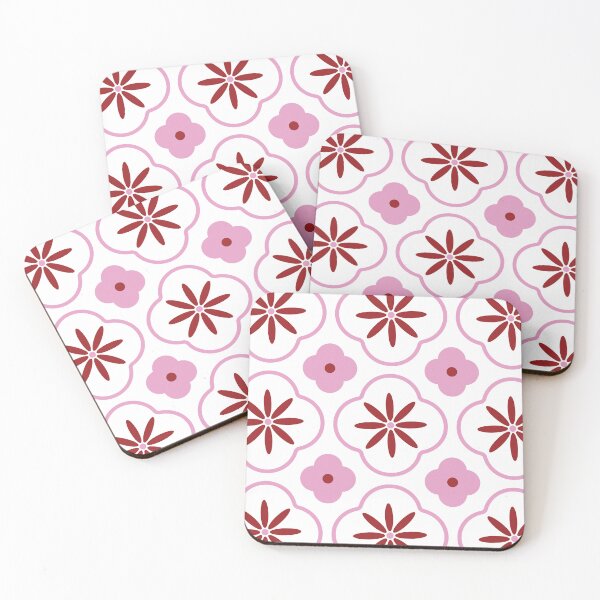 Item preview,  Floral Moroccan Bright Red, Pink Tiles Pattern Illustration,Circle Floral, Mediterranean Style designed and sold by Dazzline Designs.