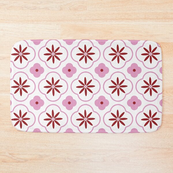 Item preview,  Floral Moroccan Bright Red, Pink Tiles Pattern Illustration,Circle Floral, Mediterranean Style designed and sold by Dazzline Designs.