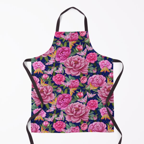 Item preview, Pink peony and Elephant Hawkmoth floral watercolour art designed and sold by MagentaRose.