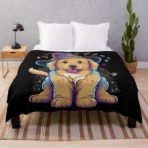 Item preview, Golden Retriever Dog Wizard Witch Kawaii designed and sold by Leonardo Palumbo.
