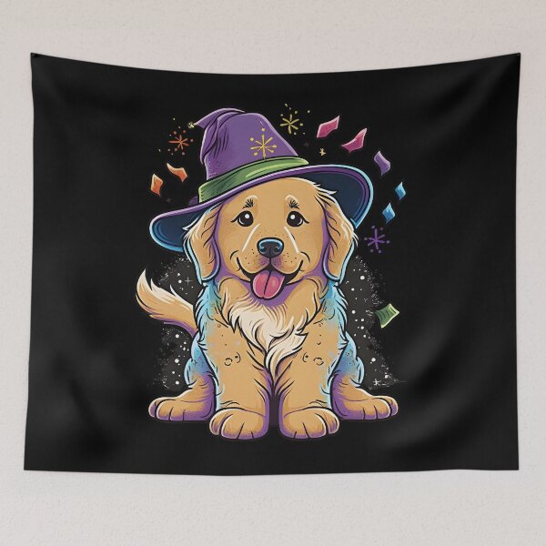 Item preview, Golden Retriever Dog Wizard Witch Kawaii designed and sold by Leonardo Palumbo.