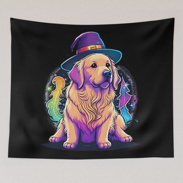 Item preview, Golden Retriever Dog Wizard Witch Kawaii designed and sold by Leonardo Palumbo.