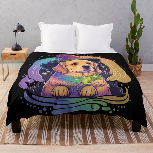 Item preview, Golden Retriever Dog Wizard Witch Kawaii designed and sold by Leonardo Palumbo.