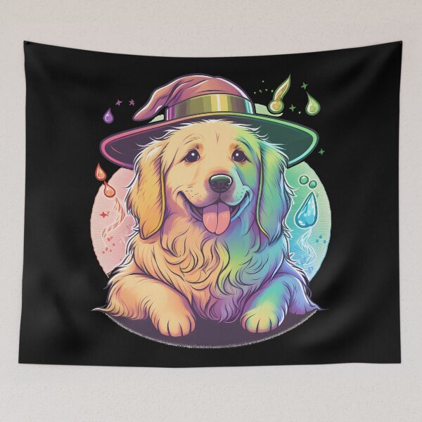 Item preview, Golden Retriever Dog Wizard Witch Kawaii designed and sold by Leonardo Palumbo.