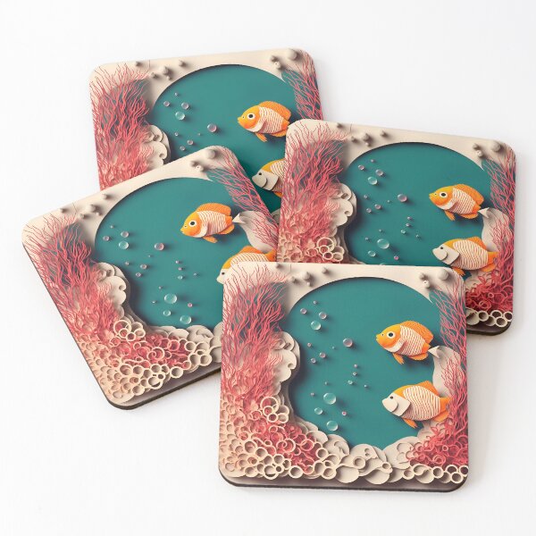 Item preview, Coral Reef Bubbles in Paper art style designed and sold by FormFinder.