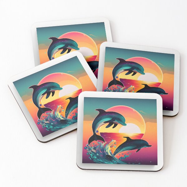 Item preview, colorful dolphins swimming happily designed and sold by DEMONIZATOR.