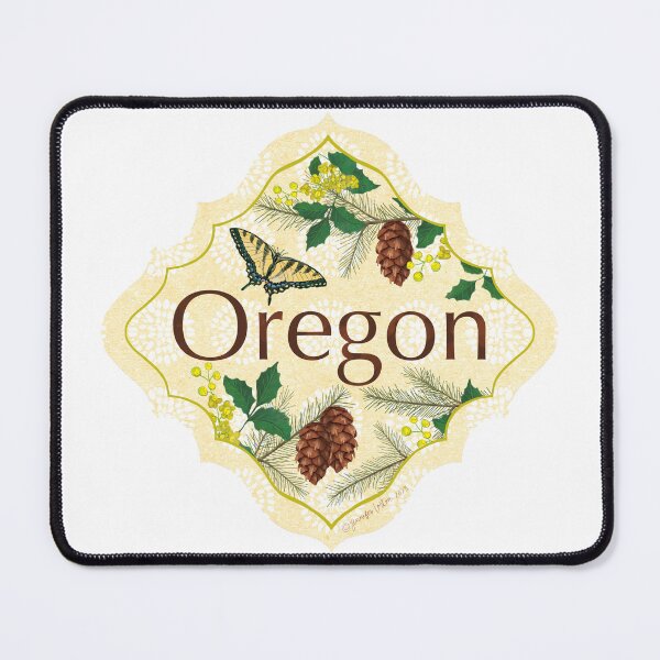 Item preview, Oregon Vinyl Sticker | State Pride | Oregon State Flower Oregon Douglas Fir Tree Swallowtail | US State Collection State Icon Illustration | road trip travel tracker designed and sold by JourneyHomeMade.