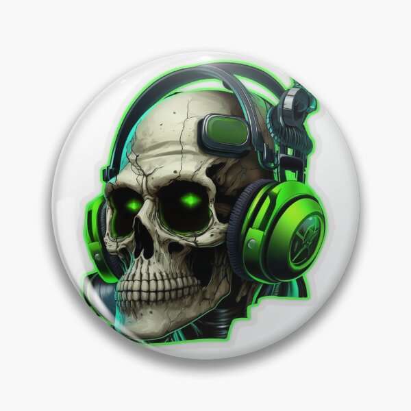 Item preview, Cyberpunk Skull with Headphones - Green designed and sold by BandanaMontana.