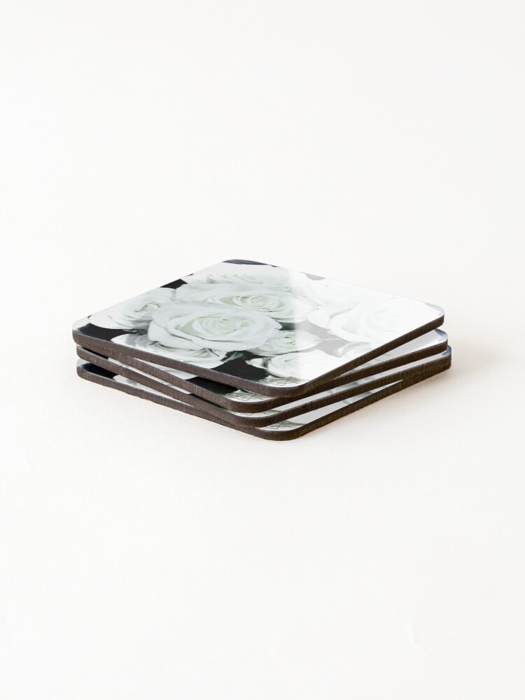 Thumbnail 4 of 5, Coasters (Set of 4), White Roses designed and sold by ExCrown.