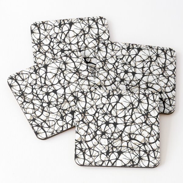 Item preview, Net Neurons brain cells black and white hand drawing designed and sold by YeKnot.