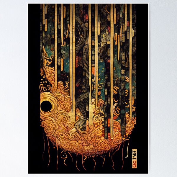 Aperçu de l'œuvre Affiche de ramen inspirée de Klimt créée et vendue par dragonfruit-art.