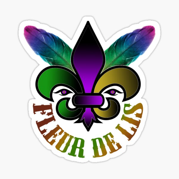 Mardi Gras New Orleans Fleur De Lis Faux Glitter Sticker