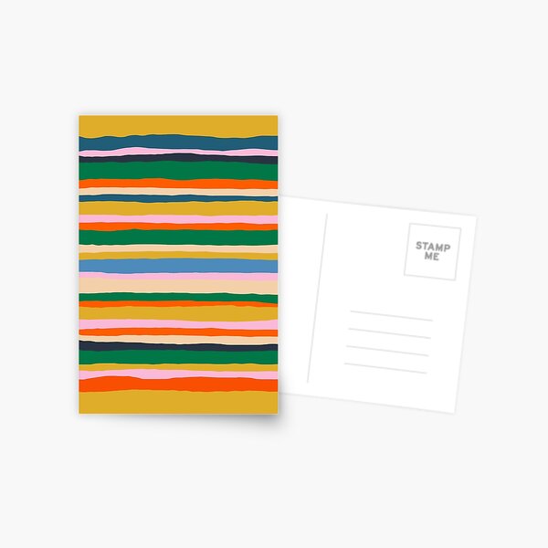 Item preview, Colorful Summer Stripes Pattern Green Mustard Orange Pink Blue designed and sold by kierkegaard.