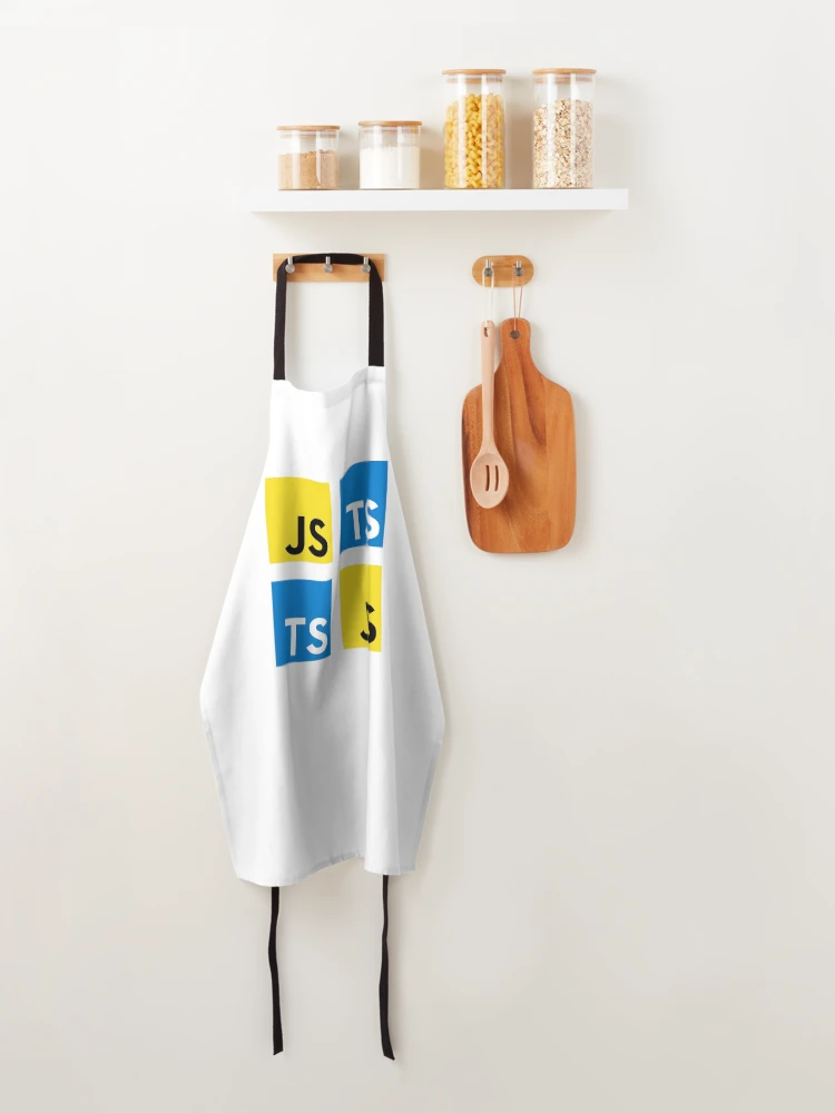 Thumbnail 4 von 6, Schürze, JavaScript und TypeScript (Weiß) designt und verkauft von hellkni9ht.