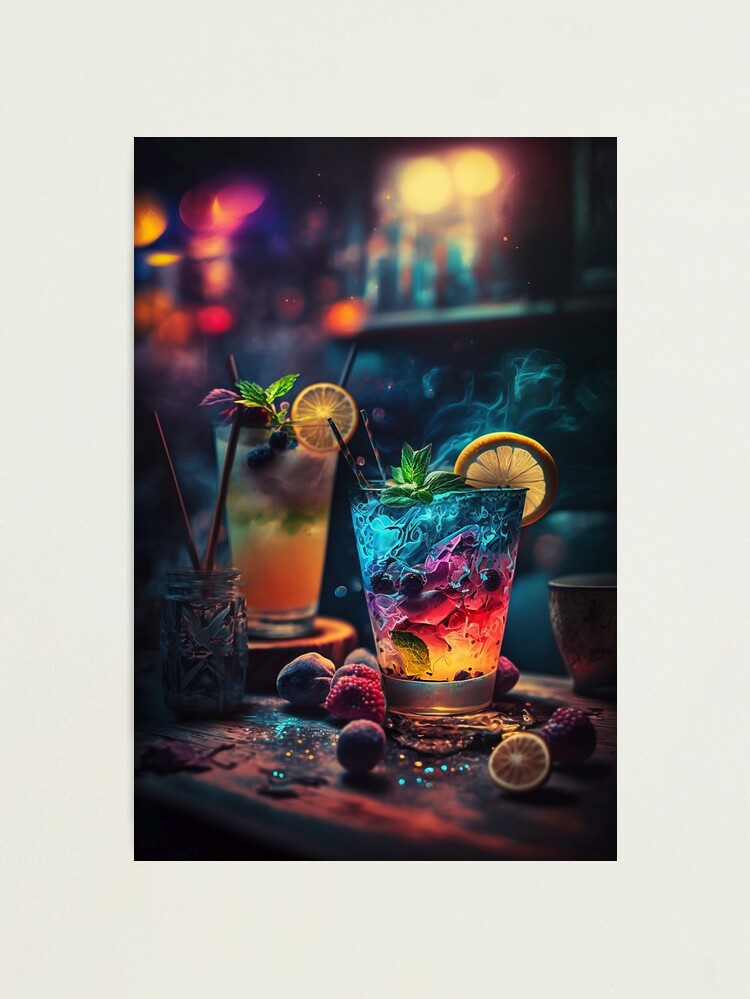 Colorful Cocktail Drinks in a Bar. AI generated Illustration
