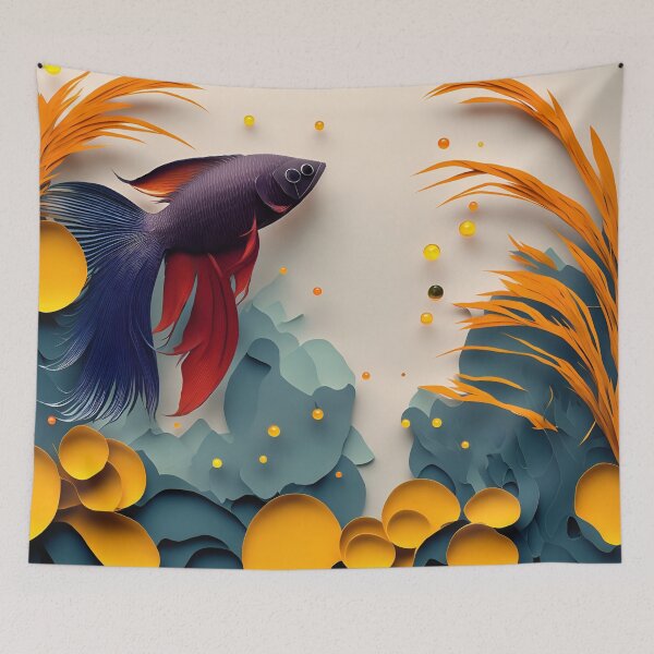 Item preview, Siamese Fighter Yellow in Paper art style designed and sold by FormFinder.
