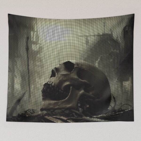 Item preview, Ancient Skull Post Apocalyptic 8-bit Pixel Art designed and sold by PixelDripped.