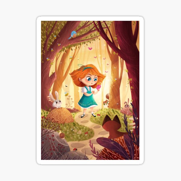 Little girl in the forest Sticker