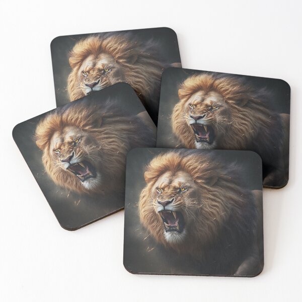 Aperçu de l'œuvre Portrait De Lion Rugissant En Colère. Illustration générée par l'IA. créée et vendue par svetlanna.