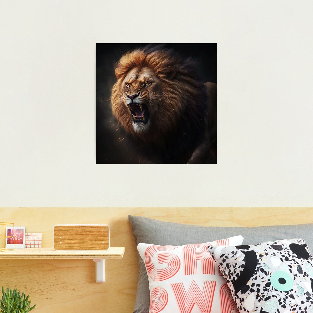 A fierce lion, the jungles regal monarch, roars with power AI Generated  31586259 Stock Photo at Vecteezy