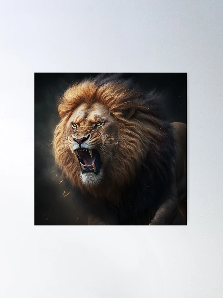 Premium AI Image  The male lion roars AI Generated