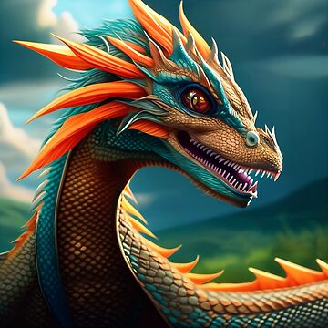 Artwork thumbnail, Ancient Blue and Orange Dragon by dragynrain