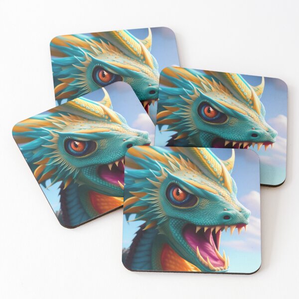 Item preview, Ferocious Cyan and Gold Baby Dragon designed and sold by dragynrain.