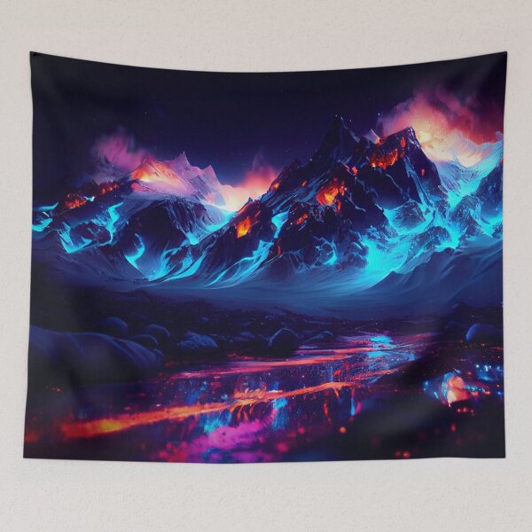 Item preview, Fantasy Landscape Art, Glowing Mountains designed and sold by Fantasy Masterpiece.