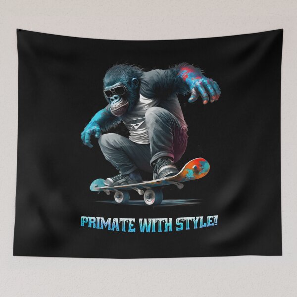 Item preview, Primate con estilo, mono de skate designed and sold by Brushpalette888.