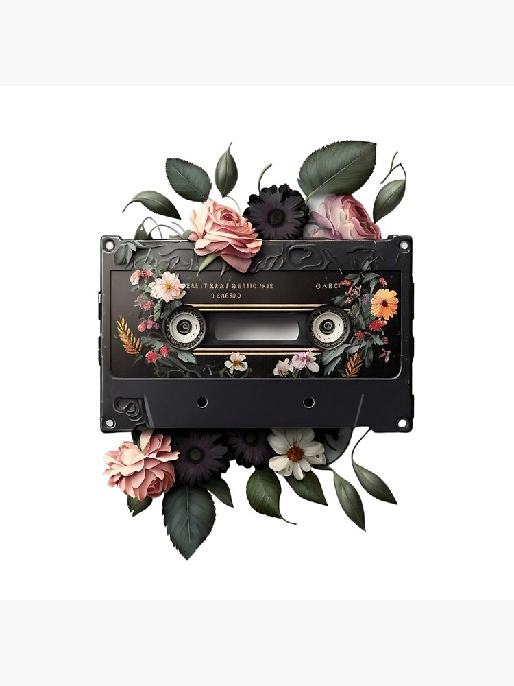 Black Retro Cassette tape Flowers: A Nostalgic Tribute to 60s, 70s