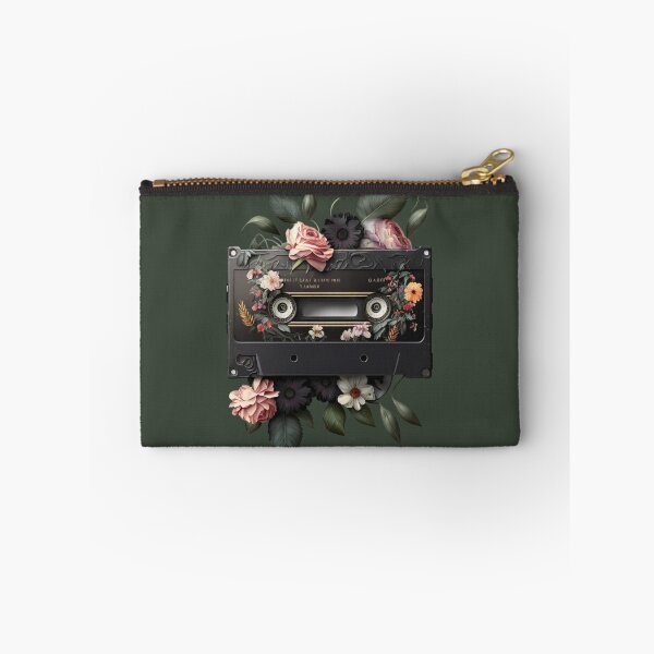 Item preview, Black Retro Cassette tape Flowers: A Nostalgic Tribute to 60s, 70s, and 80s Music on Cassette Tape" designed and sold by Joulyacreation.