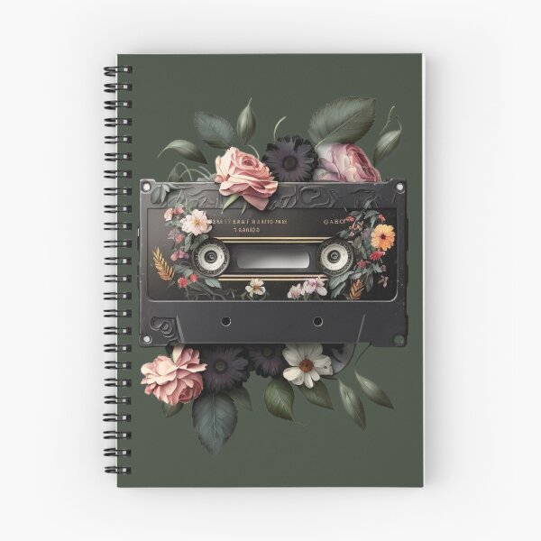 Item preview, Black Retro Cassette tape Flowers: A Nostalgic Tribute to 60s, 70s, and 80s Music on Cassette Tape" designed and sold by Joulyacreation.