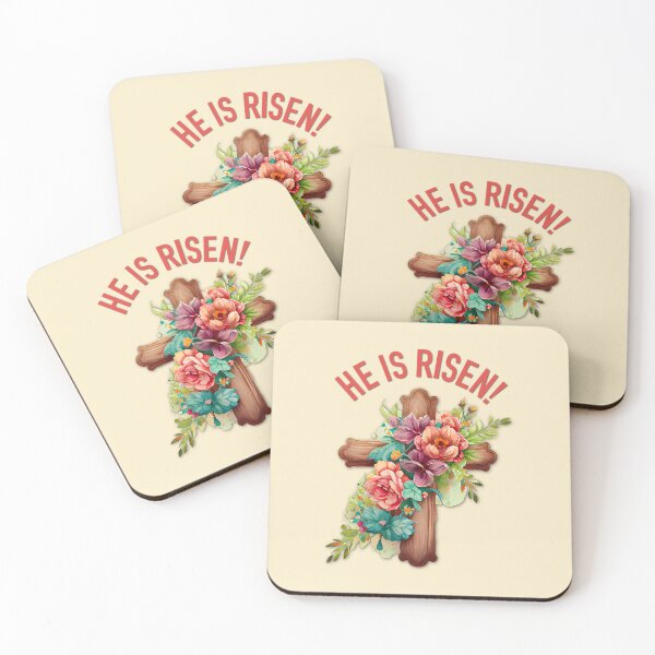 Item preview, He is Risen Easter Watercolor Floral Cross designed and sold by Gsallicat.