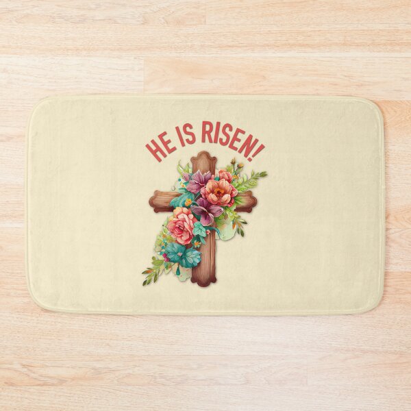 Item preview, He is Risen Easter Watercolor Floral Cross designed and sold by Gsallicat.