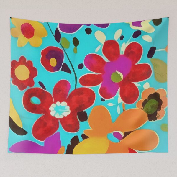 Item preview, Seventies Inspired Hothouse Florals Painting designed and sold by taiche.