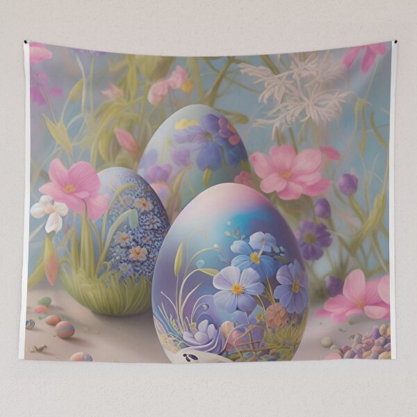 Item preview, Colorful Pastel Festive Easter Eggs Easter Bunny Spring Flowers Version 4 designed and sold by DreamingAwake1.